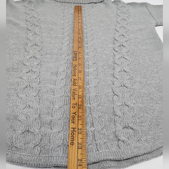 L.L. Bean Gray Cable Knit Turtleneck Sweater - Picture 8 of 11